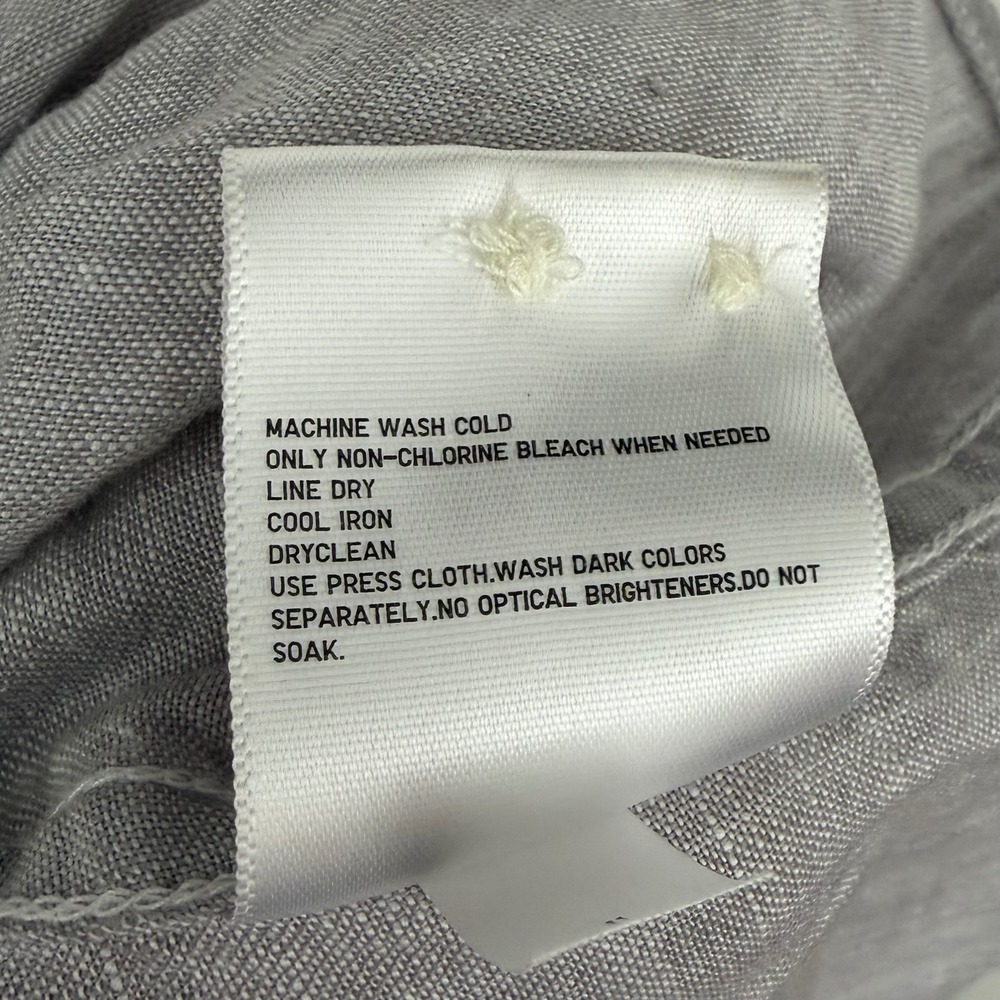 Uniqlo Premium Linen Shirt Mens Small S Gray Long Sleeve Button Up Lightweight - Picture 7 of 9
